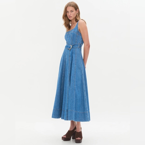 NWOT AJE RAINER DENIM MIDI DRESS - Picture 5 of 8